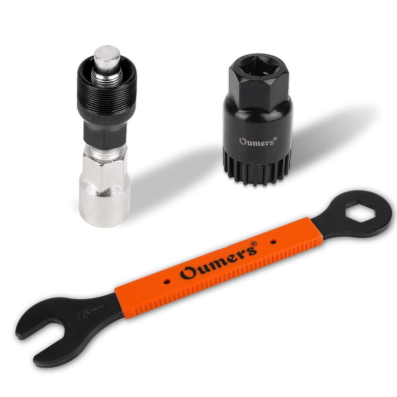 Oumers Bike Crank Puller Tool Set, Bike Crank Extractor Bike Bottom Bracket Remover Hex Allen Wrench 16mm 15mm Spanner Wrench Fit for Removing Bicycle Crank - Image 2